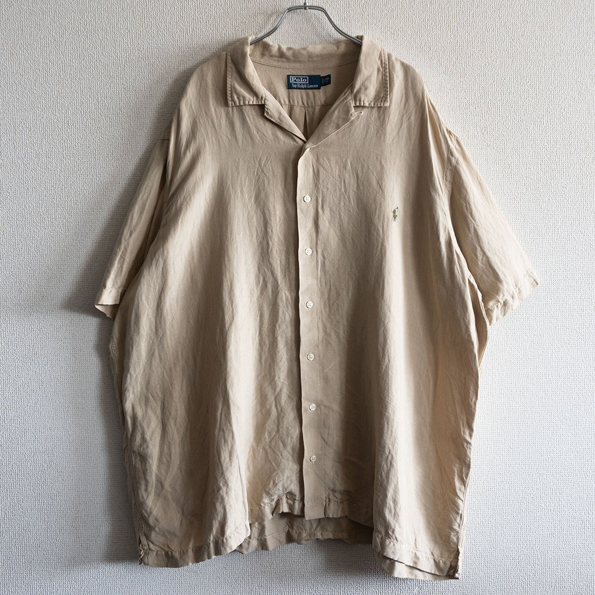POLO RALPH LAUREN Silk Linen Open Collar Shirt Size 2XB