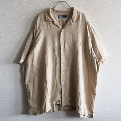 POLO RALPH LAUREN Silk Linen Open Collar Shirt Size 2XB