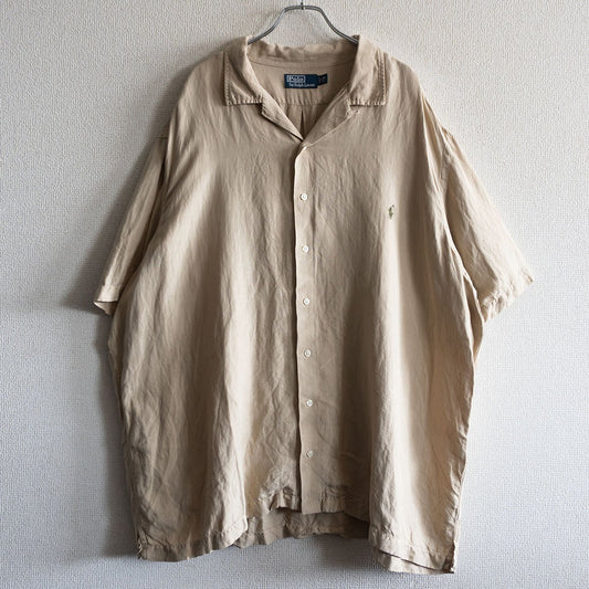 POLO RALPH LAUREN Silk Linen Open Collar Shirt Size 2XB