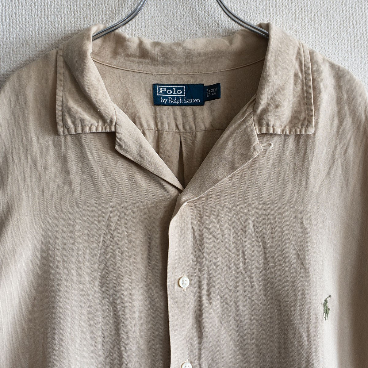 POLO RALPH LAUREN Silk Linen Open Collar Shirt Size 2XB