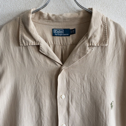 POLO RALPH LAUREN Silk Linen Open Collar Shirt Size 2XB