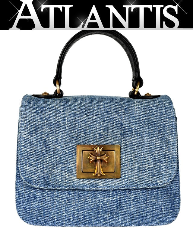 CHROME HEARTS Grow Up Small CH Cross Denim Handbag Blue
