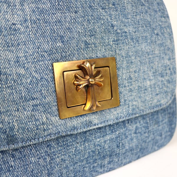 CHROME HEARTS Grow Up Small CH Cross Denim Handbag Blue