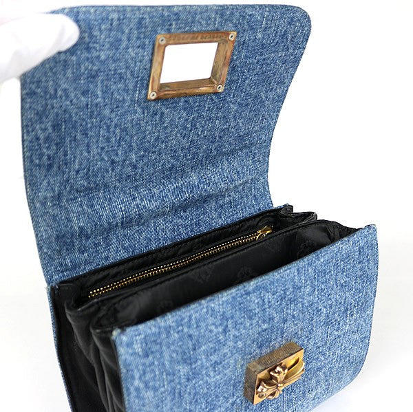 CHROME HEARTS Grow Up Small CH Cross Denim Handbag Blue