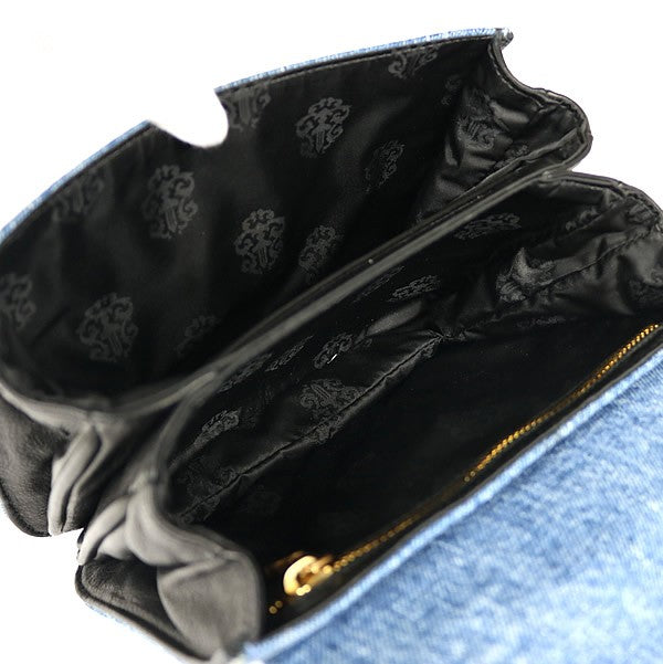 CHROME HEARTS Grow Up Small CH Cross Denim Handbag Blue