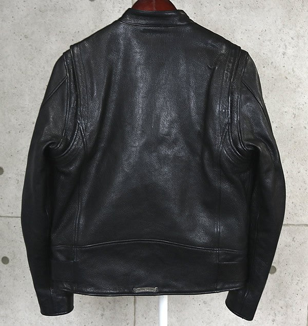 CHROME HEARTS Single Biker Leather Jacket Black Size S