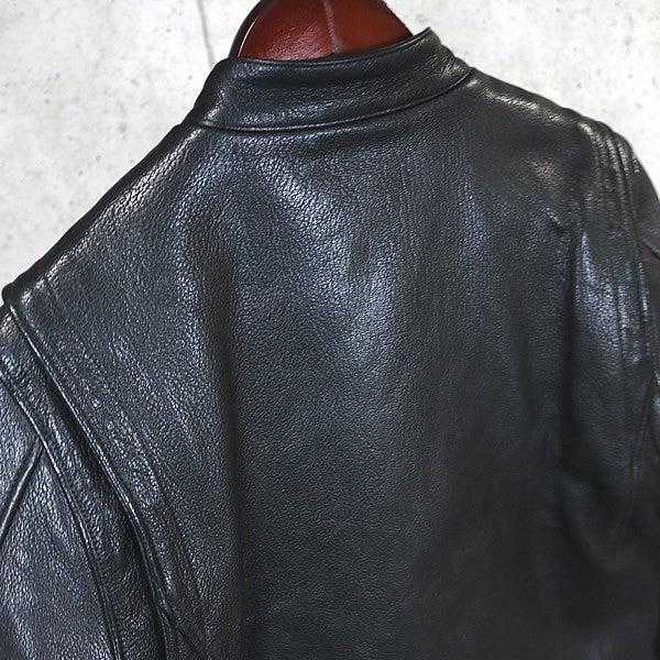 CHROME HEARTS Single Biker Leather Jacket Black Size S