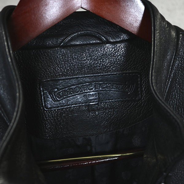 CHROME HEARTS Single Biker Leather Jacket Black Size S