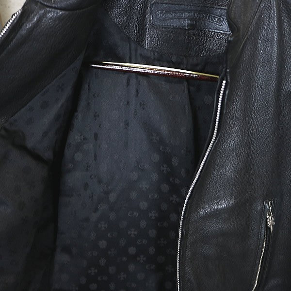 CHROME HEARTS Single Biker Leather Jacket Black Size S