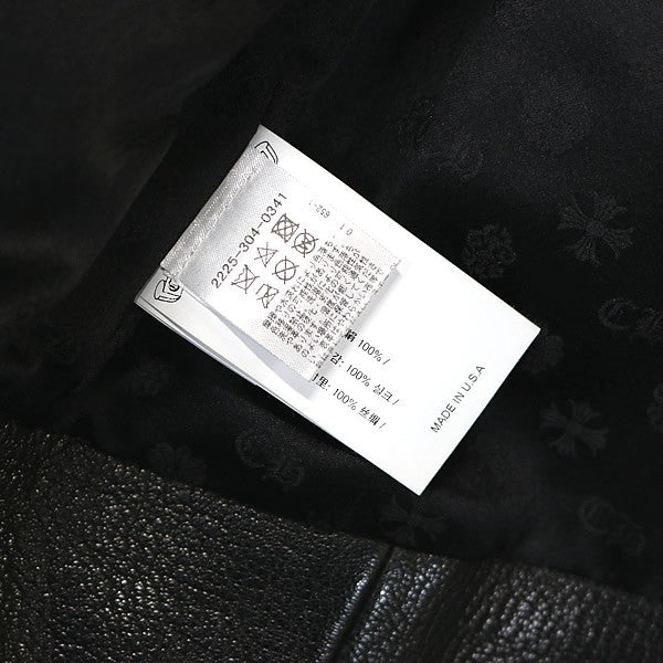 CHROME HEARTS Single Biker Leather Jacket Black Size S