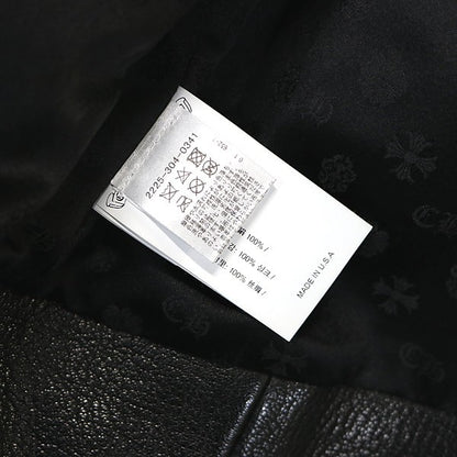 CHROME HEARTS Single Biker Leather Jacket Black Size S