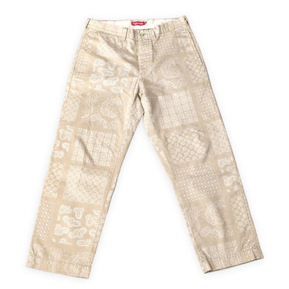 Supreme 20SS Paisley Grid Chino Pants Beige Size 30