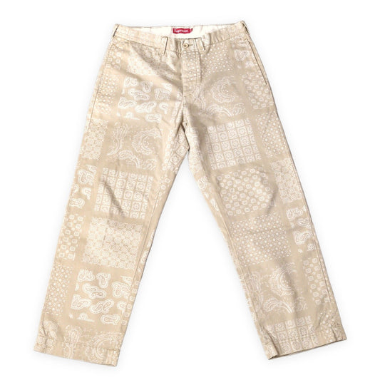 Supreme 20SS Paisley Grid Chino Pants Beige Size 30