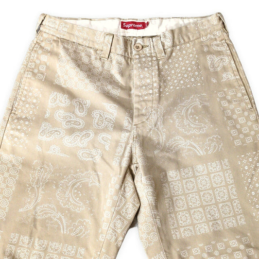 Supreme 20SS Paisley Grid Chino Pants Beige Size 30