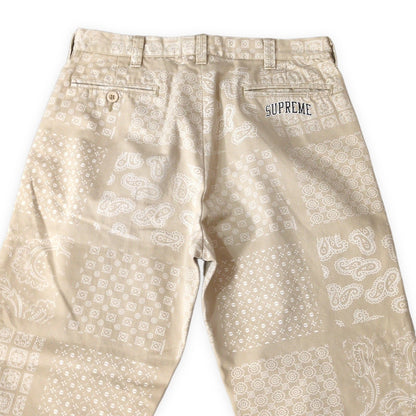 Supreme 20SS Paisley Grid Chino Pants Beige Size 30