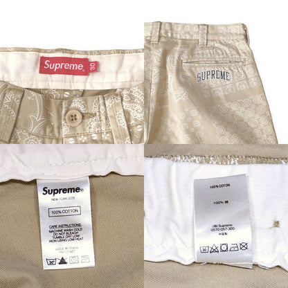 Supreme 20SS Paisley Grid Chino Pants Beige Size 30