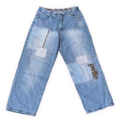 HIPHOP Pelle Pelle 00s Patchwork Baggy Denim Blue Size W36