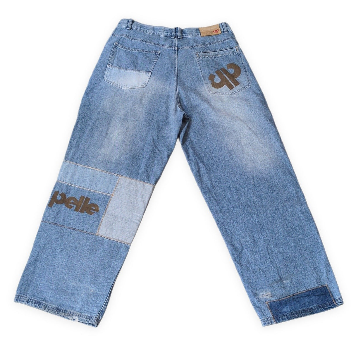HIPHOP Pelle Pelle 00s Patchwork Baggy Denim Blue Size W36