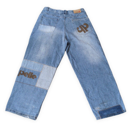 HIPHOP Pelle Pelle 00s Patchwork Baggy Denim Blue Size W36