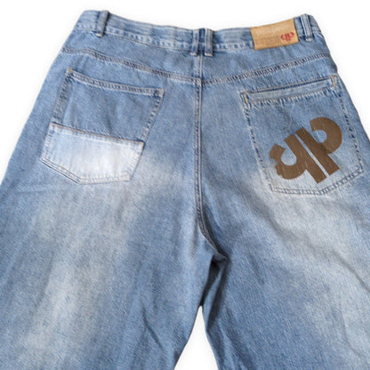 HIPHOP Pelle Pelle 00s Patchwork Baggy Denim Blue Size W36