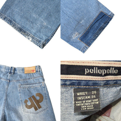 HIPHOP Pelle Pelle 00s Patchwork Baggy Denim Blue Size W36