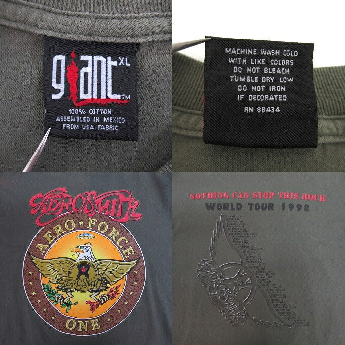 Aerosmith 98' World Tour Double Sided T-Shirt Khaki Size XL