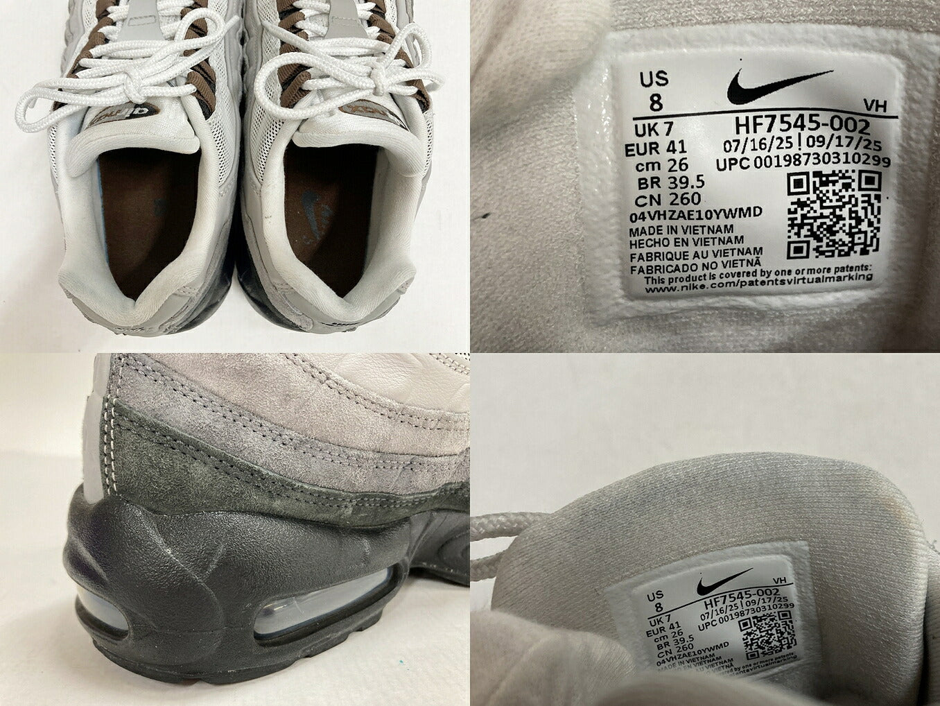 NIKE SB Air Max 95 Gray Sneakers Size 26cm