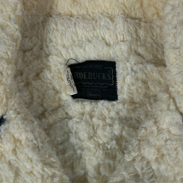 Sears ROEBUCKS 70s Denim Boa Ranch Coat Western Yoke Size 38