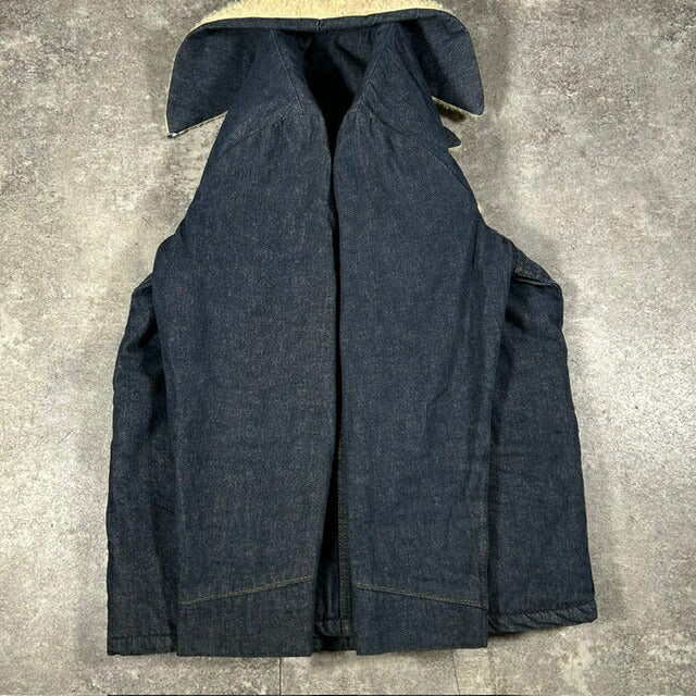 Sears ROEBUCKS 70s Denim Boa Ranch Coat Western Yoke Size 38