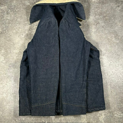 Sears ROEBUCKS 70s Denim Boa Ranch Coat Western Yoke Size 38