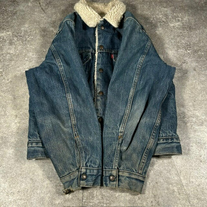 Levi's 70s/80s 70605 Boa Denim Trucker Jacket Blue Size 40