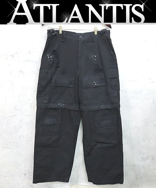 BALENCIAGA Distressed Large Cargo Pants Black Size XS