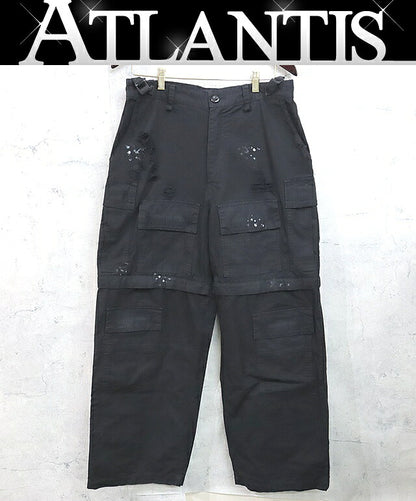 BALENCIAGA Distressed Large Cargo Pants Black Size XS