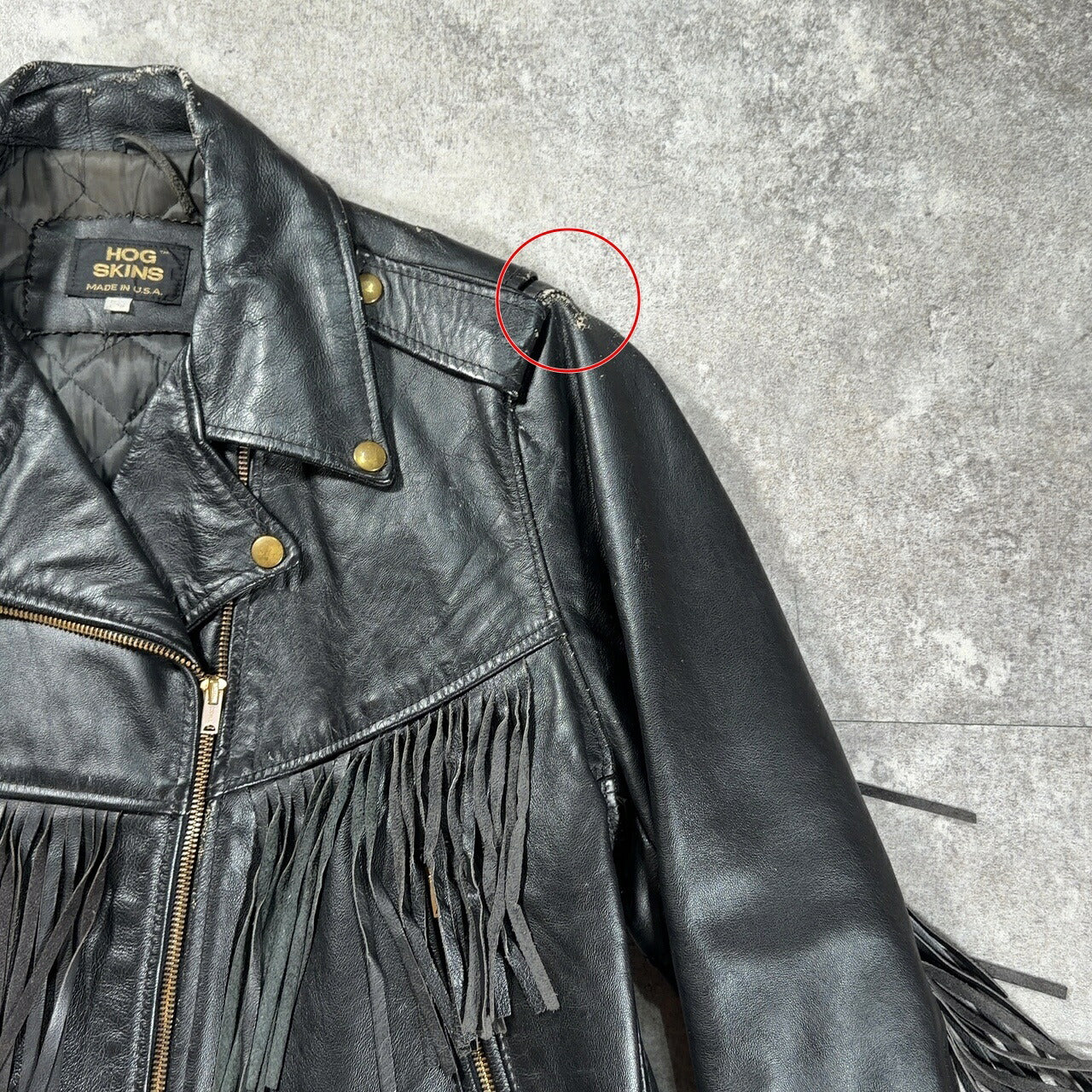 HOG SKINS 70s Vintage Fringe Double Leather Jacket