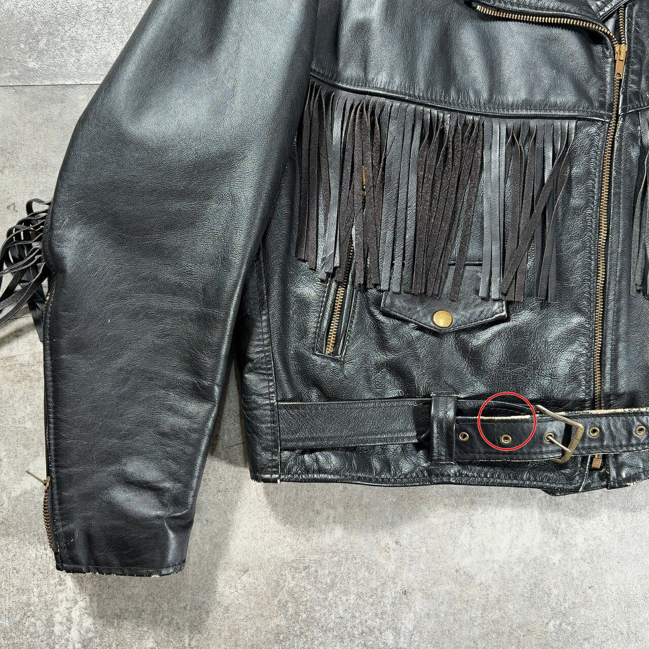 HOG SKINS 70s Vintage Fringe Double Leather Jacket