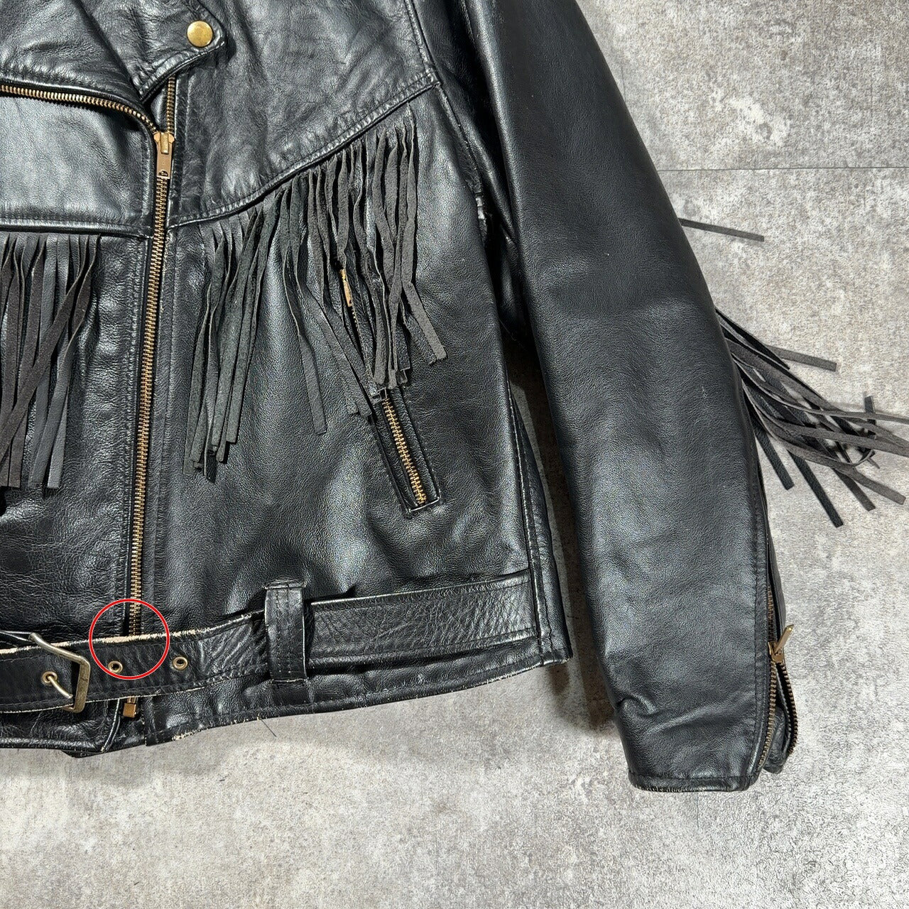 HOG SKINS 70s Vintage Fringe Double Leather Jacket