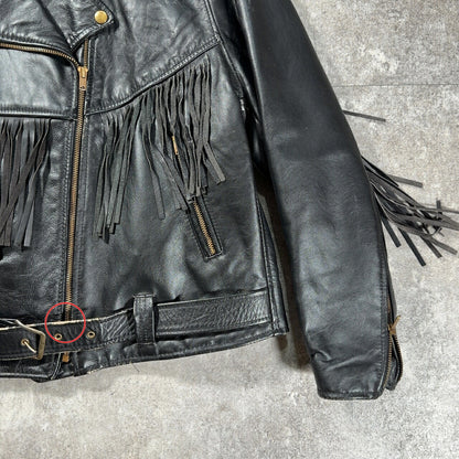 HOG SKINS 70s Vintage Fringe Double Leather Jacket