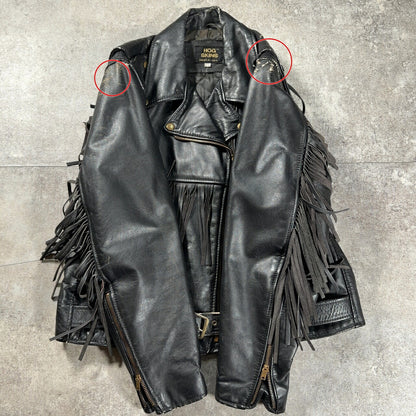 HOG SKINS 70s Vintage Fringe Double Leather Jacket