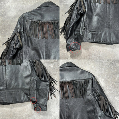HOG SKINS 70s Vintage Fringe Double Leather Jacket