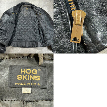 HOG SKINS 70s Vintage Fringe Double Leather Jacket