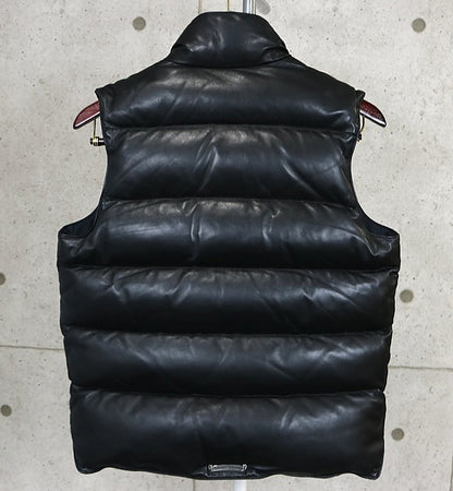 CHROME HEARTS STIFF Leather Cross Button Vest Black Size XS