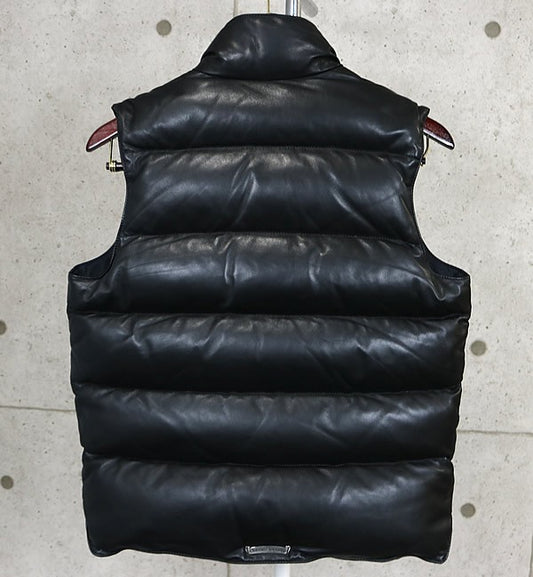 CHROME HEARTS STIFF Leather Cross Button Vest Black Size XS