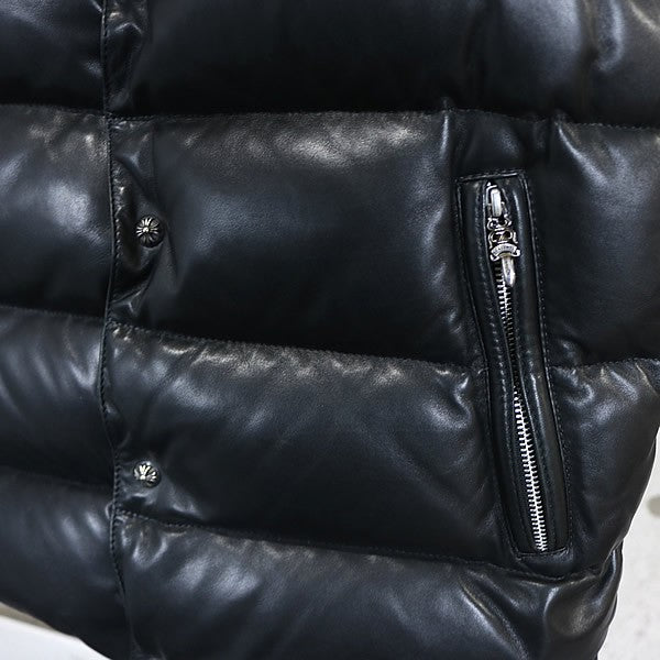 CHROME HEARTS STIFF Leather Cross Button Vest Black Size XS