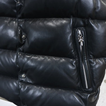 CHROME HEARTS STIFF Leather Cross Button Vest Black Size XS
