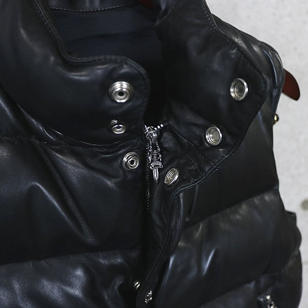 CHROME HEARTS STIFF Leather Cross Button Vest Black Size XS