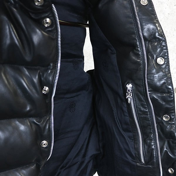 CHROME HEARTS STIFF Leather Cross Button Vest Black Size XS