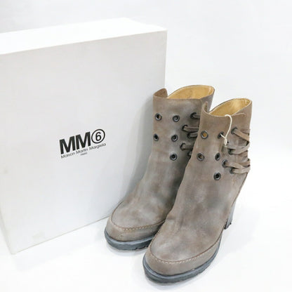 MM6 Genuine Leather Bootie Brown Boots Size 24CM