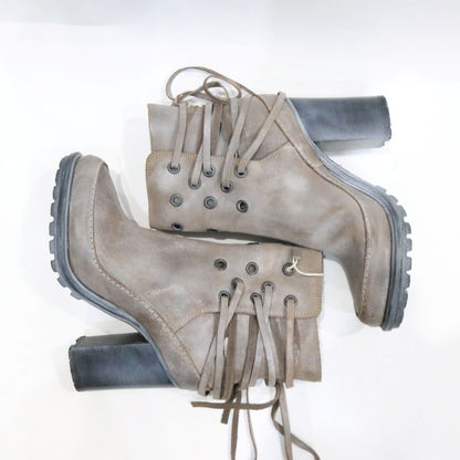 MM6 Genuine Leather Bootie Brown Boots Size 24CM