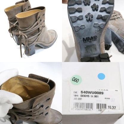 MM6 Genuine Leather Bootie Brown Boots Size 24CM