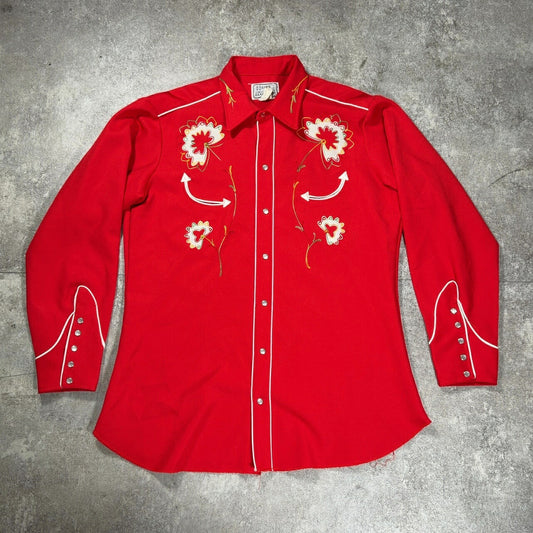 h bar c 70s Embroidered Western Shirt Red